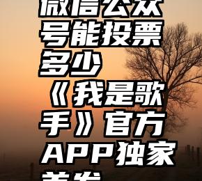 微信公众号能投票多少   《我是歌手》官方APP独家首发