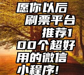 愿你以后 刷票平台   推荐100个超好用的微信小程序!