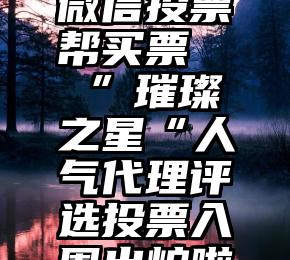 微信投票帮买票   ”璀璨之星“人气代理评选投票入围出炉啦